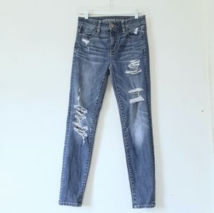 AE distressed skinny Jean's size 0s